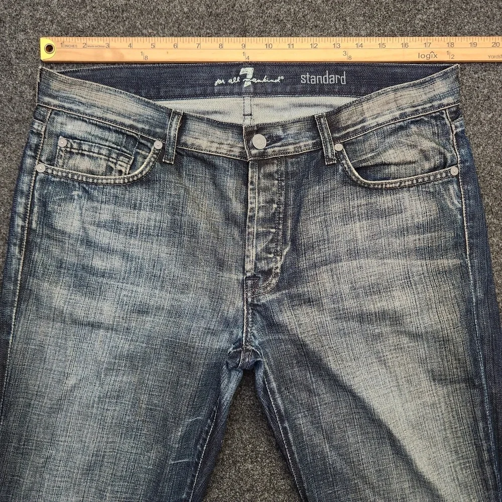 7 For All Mankind Men's 36 Standard Blie Medium Wash Straight Leg Jeans